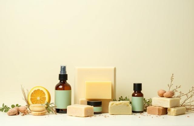Beautiful display of Pure Earth Crafts natural products arranged aesthetically
